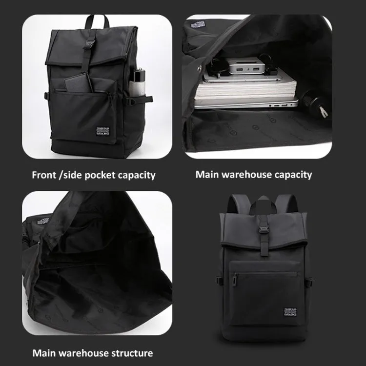 16 Inch Oxford Outdoor Leisure Travel Waterproof Lightweight Backpack Commuter School Bag(Dark Gray)