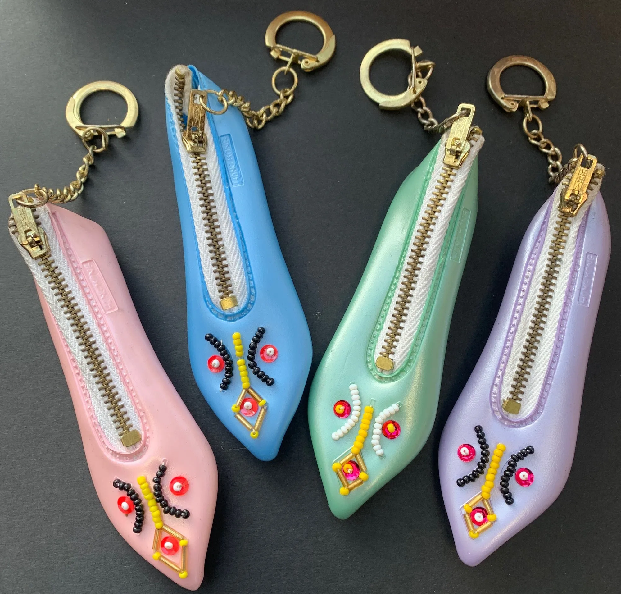 1960s Shoe Purse Keyrings ..for carrying around Very Small Things.