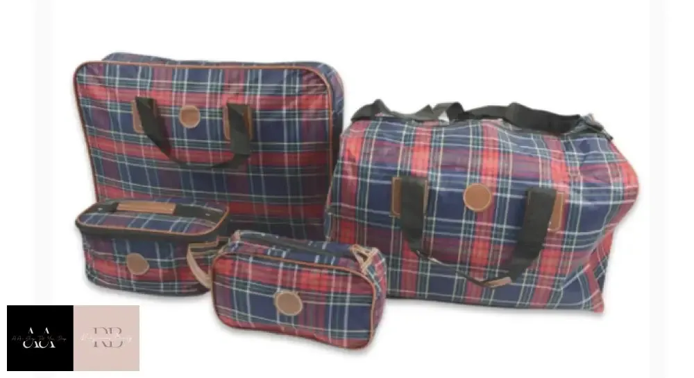 4 Piece Luggage Bag Set - Tartan