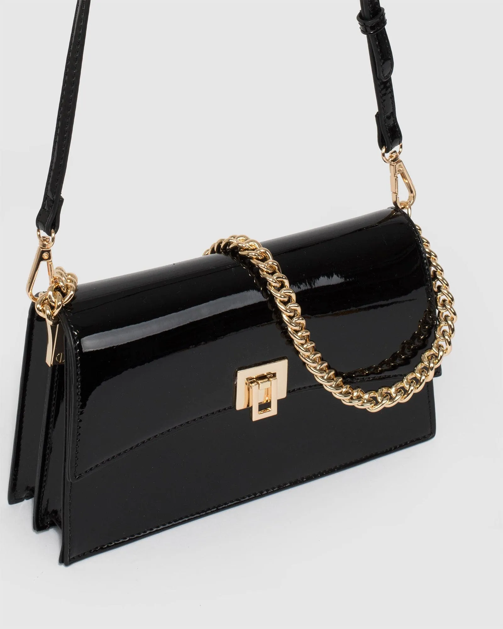 Alana Lock Black Shoulder Bag