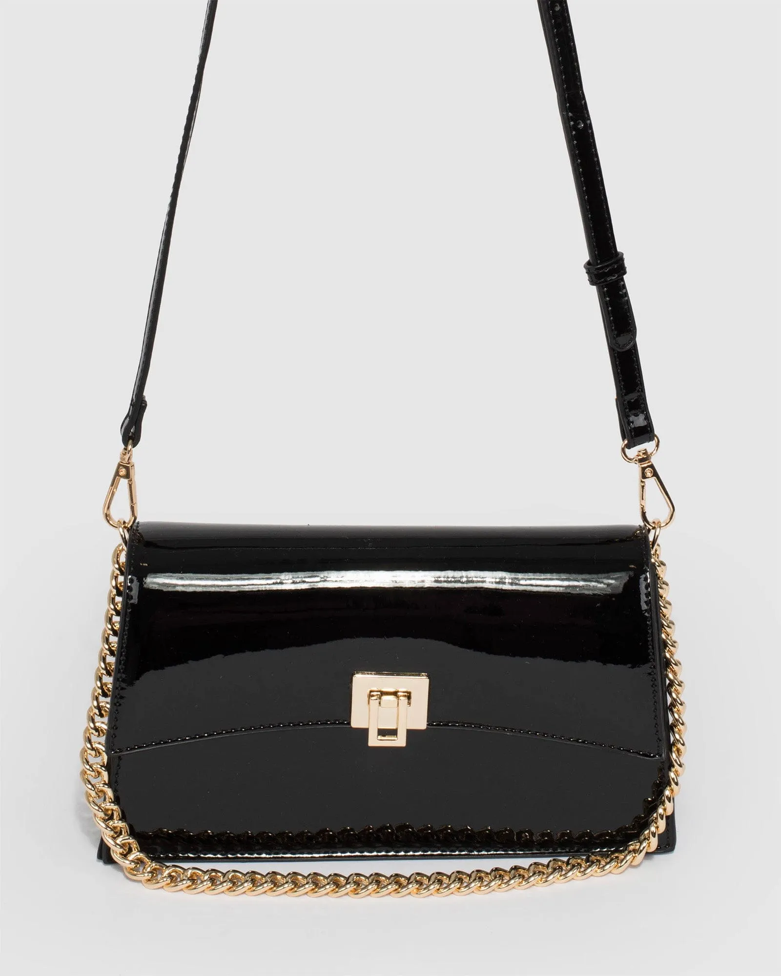 Alana Lock Black Shoulder Bag