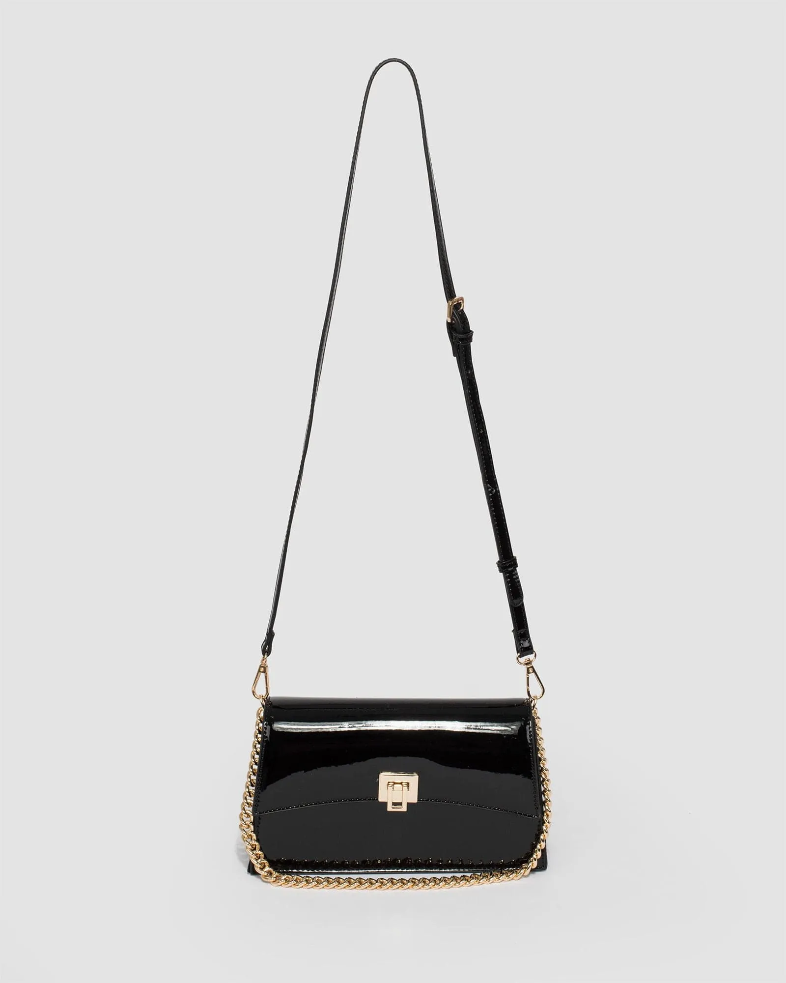 Alana Lock Black Shoulder Bag