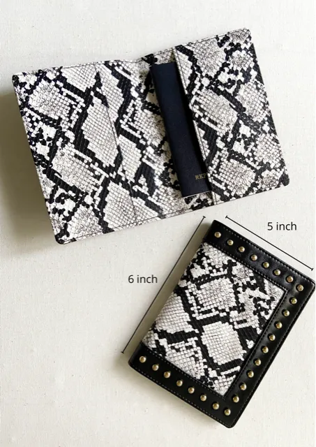 Animal Print Passport Cover – Black & White with Stud Work