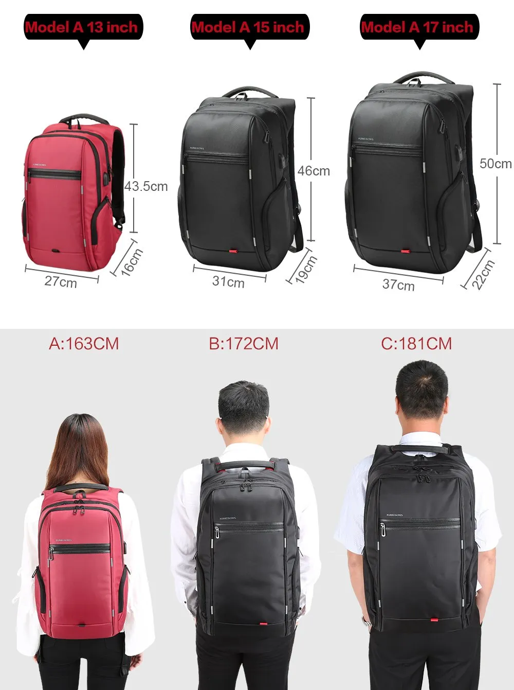 Anti theft Backpack  with External USB Charge