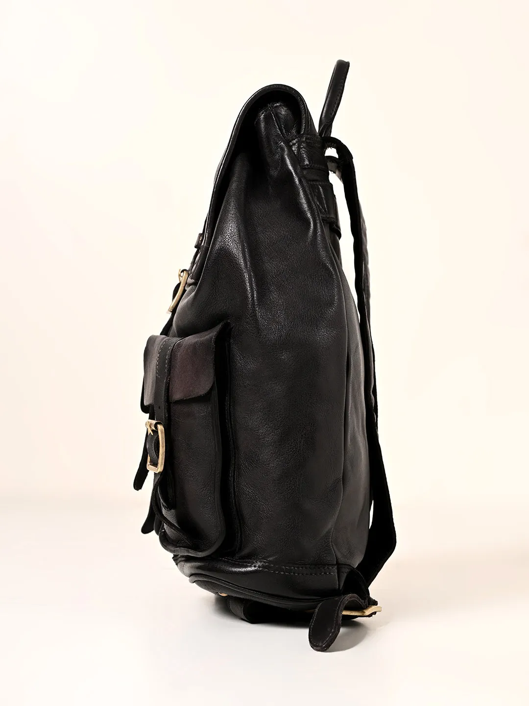 Art N Vintage Samba : Real Leather Black Backpack