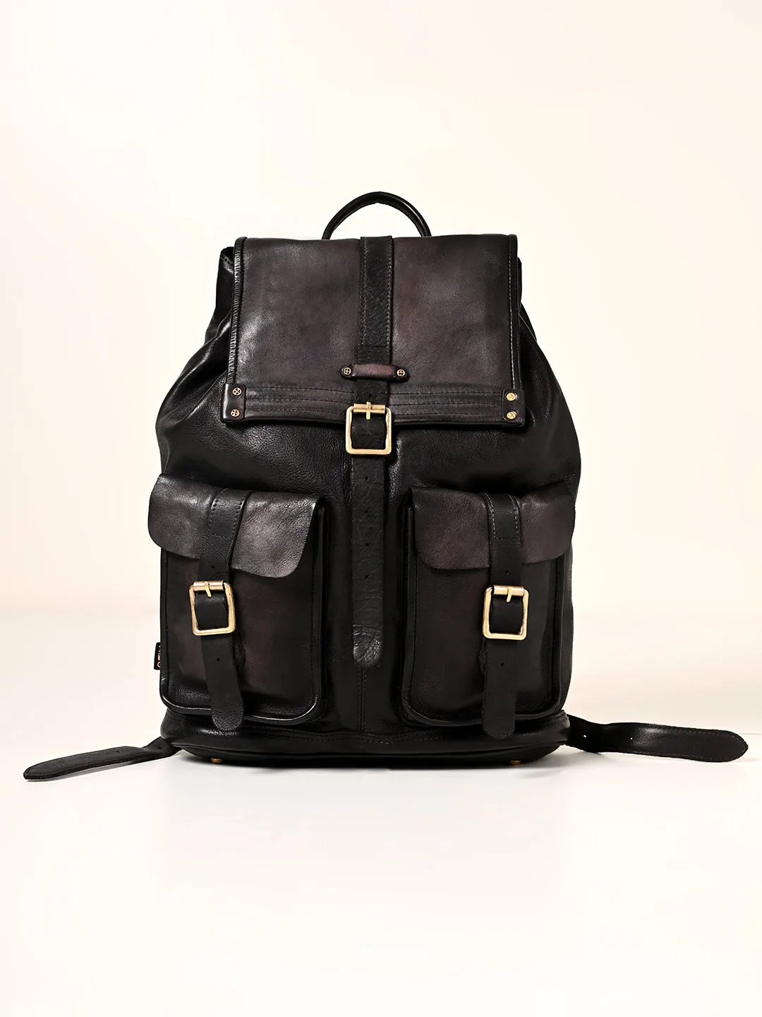 Art N Vintage Samba : Real Leather Black Backpack