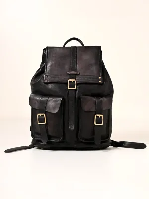 Art N Vintage Samba : Real Leather Black Backpack