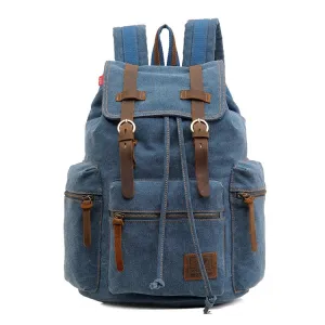 AUGUR 1039 Men Retro Canvas Backpack Shoulders Laptop Bag(Blue)