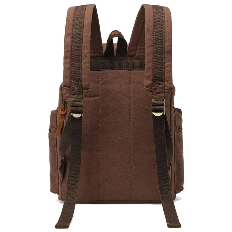 AUGUR 1039 Men Retro Canvas Backpack Shoulders Laptop Bag(Yellowish-brown)