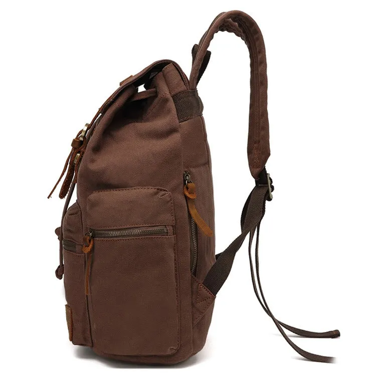 AUGUR 1039 Men Retro Canvas Backpack Shoulders Laptop Bag(Yellowish-brown)