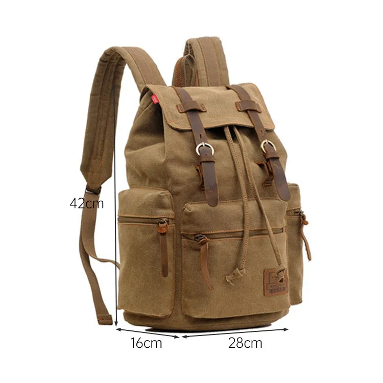 AUGUR 1039 Men Retro Canvas Backpack Shoulders Laptop Bag(Yellowish-brown)