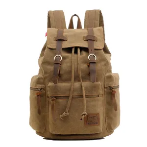 AUGUR 1039 Men Retro Canvas Backpack Shoulders Laptop Bag(Yellowish-brown)