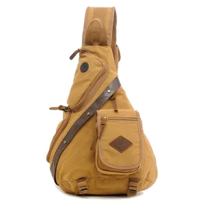 AUGUR 8171 Multi-function Canvas Chest Bag Shoulder Messenger Crossby Bag(Khaki)