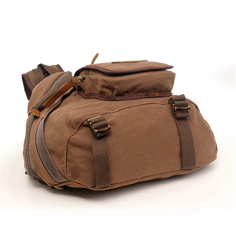 AUGUR 8171 Multi-function Canvas Chest Bag Shoulder Messenger Crossby Bag(Khaki)