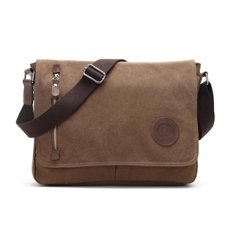 AUGUR 8501 Men Casual Canvas Shoulder Messenger Crossby Bag(Coffee)