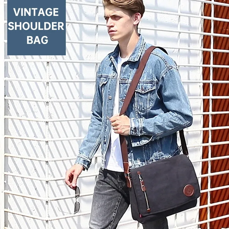 AUGUR 8501 Men Casual Canvas Shoulder Messenger Crossby Bag(Coffee)