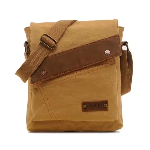 AUGUR 9088 Retro Vertical Style Canvas Shoulder Messenger Crossby Bag(Khaki)