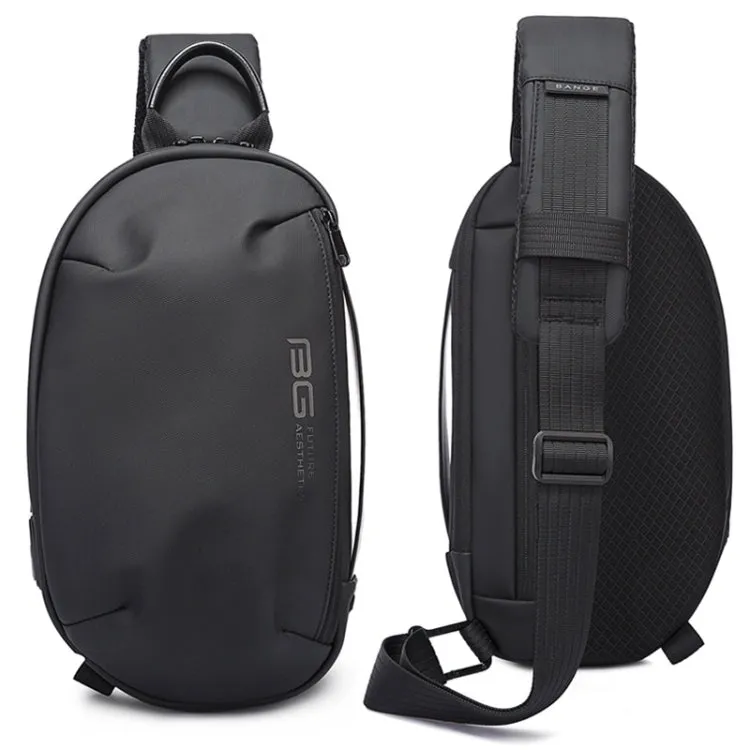 Bange BG-7306 Men Epithelium Coating Waterproof Crossbody Chest Bag with USB Port, Size: 34 x 19 x 6cm(Black)