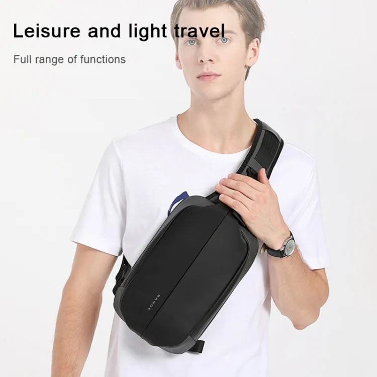 BANGE Men Fashion Men Chest Bag Outdoor Leisure Messenger Bag Waterproof Shoulder Bag (Black)