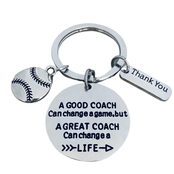 Baseball Coach Keychain with Inspirational Charms