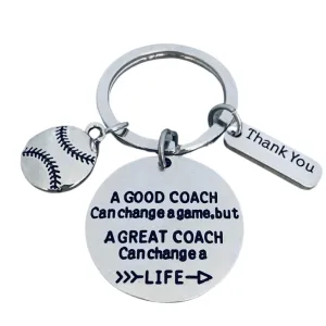 Baseball Coach Keychain with Inspirational Charms