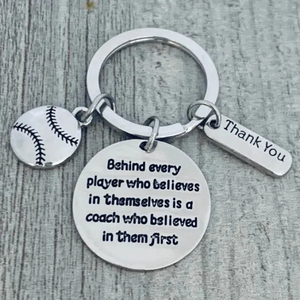 Baseball Coach Keychain with Inspirational Charms