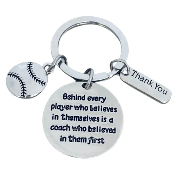 Baseball Coach Keychain with Inspirational Charms