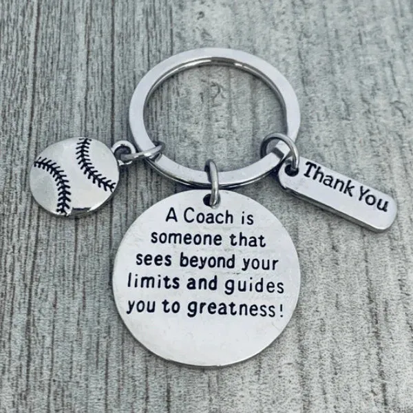 Baseball Coach Keychain with Inspirational Charms