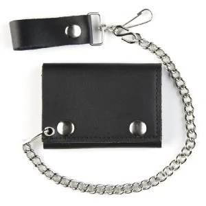 Basic Black Tri-fold Chain Wallet