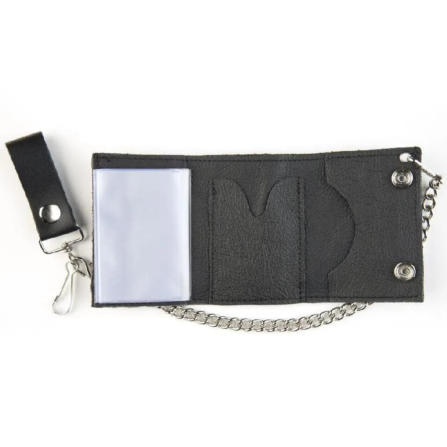 Basic Black Tri-fold Chain Wallet