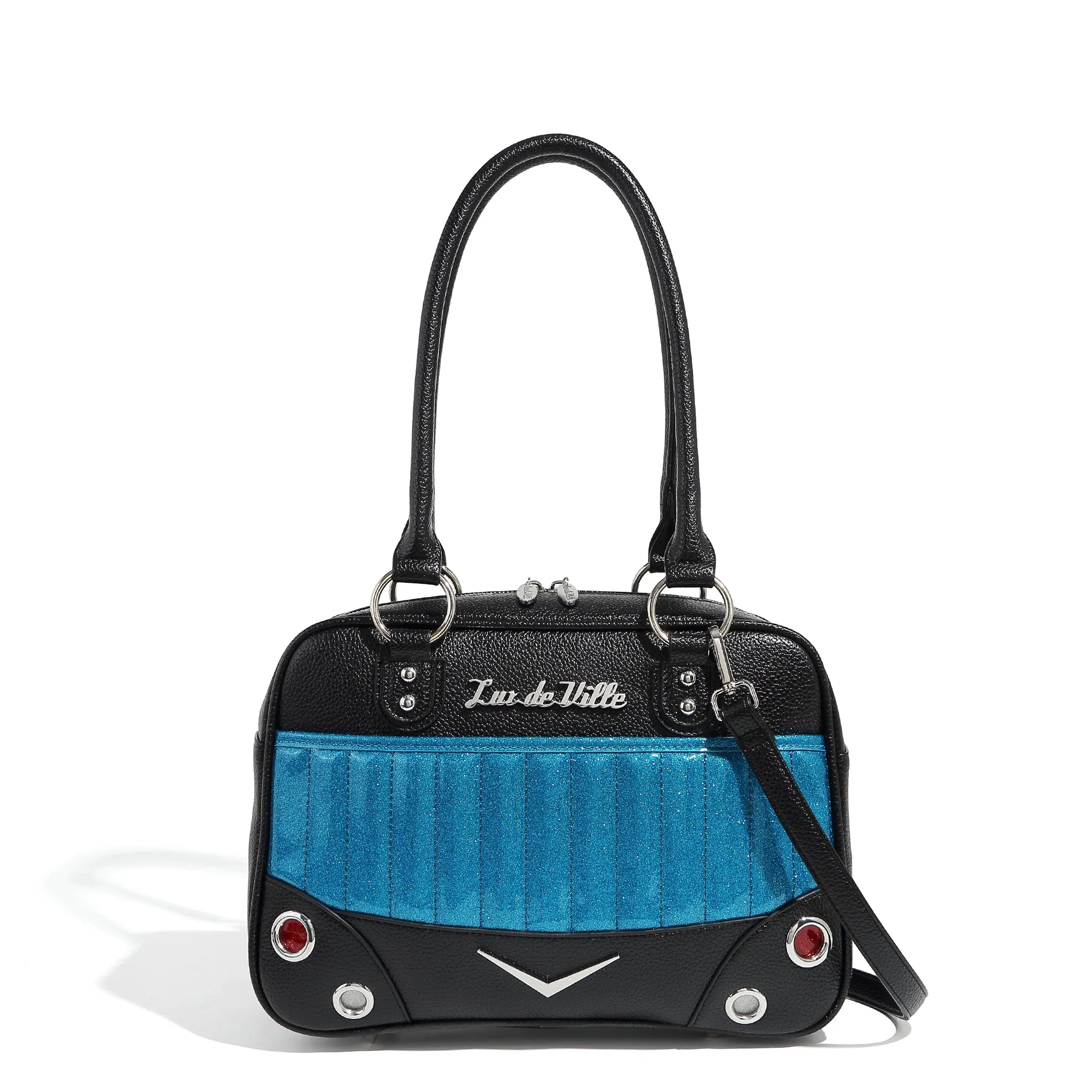 Black and Villain Blue Sparkle Hotrod Medium Tote