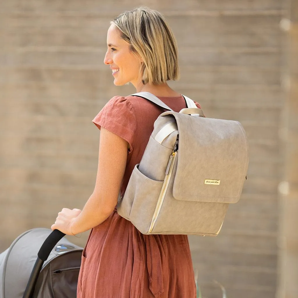 Boxy Backpack Diaper Bag in Grey Matte Leatherette