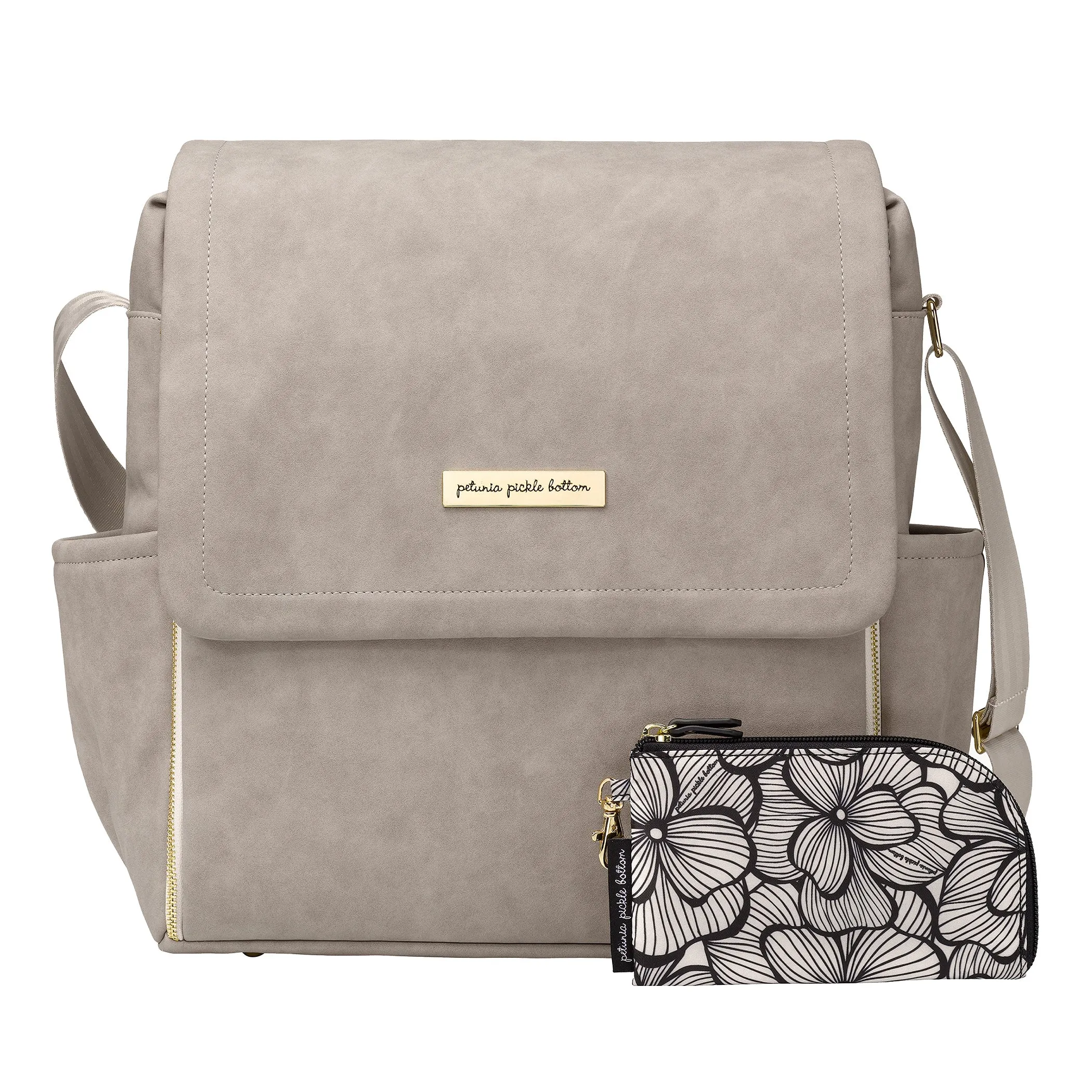 Boxy Backpack Diaper Bag in Grey Matte Leatherette