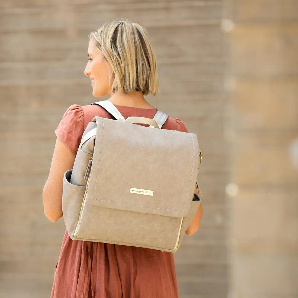 Boxy Backpack Diaper Bag in Grey Matte Leatherette