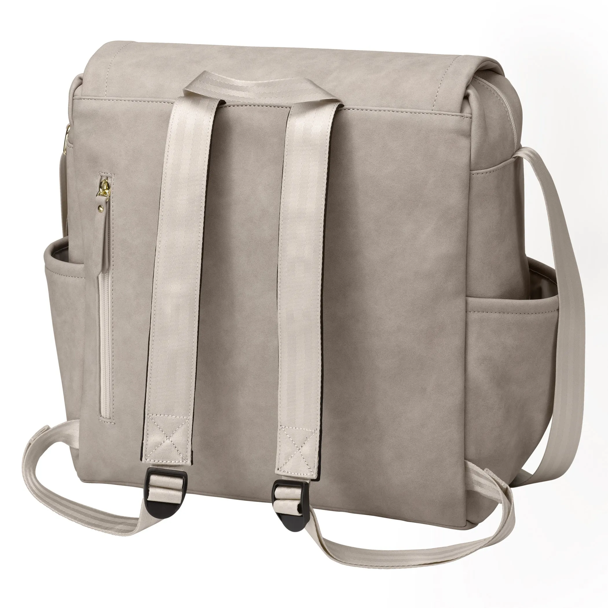 Boxy Backpack Diaper Bag in Grey Matte Leatherette