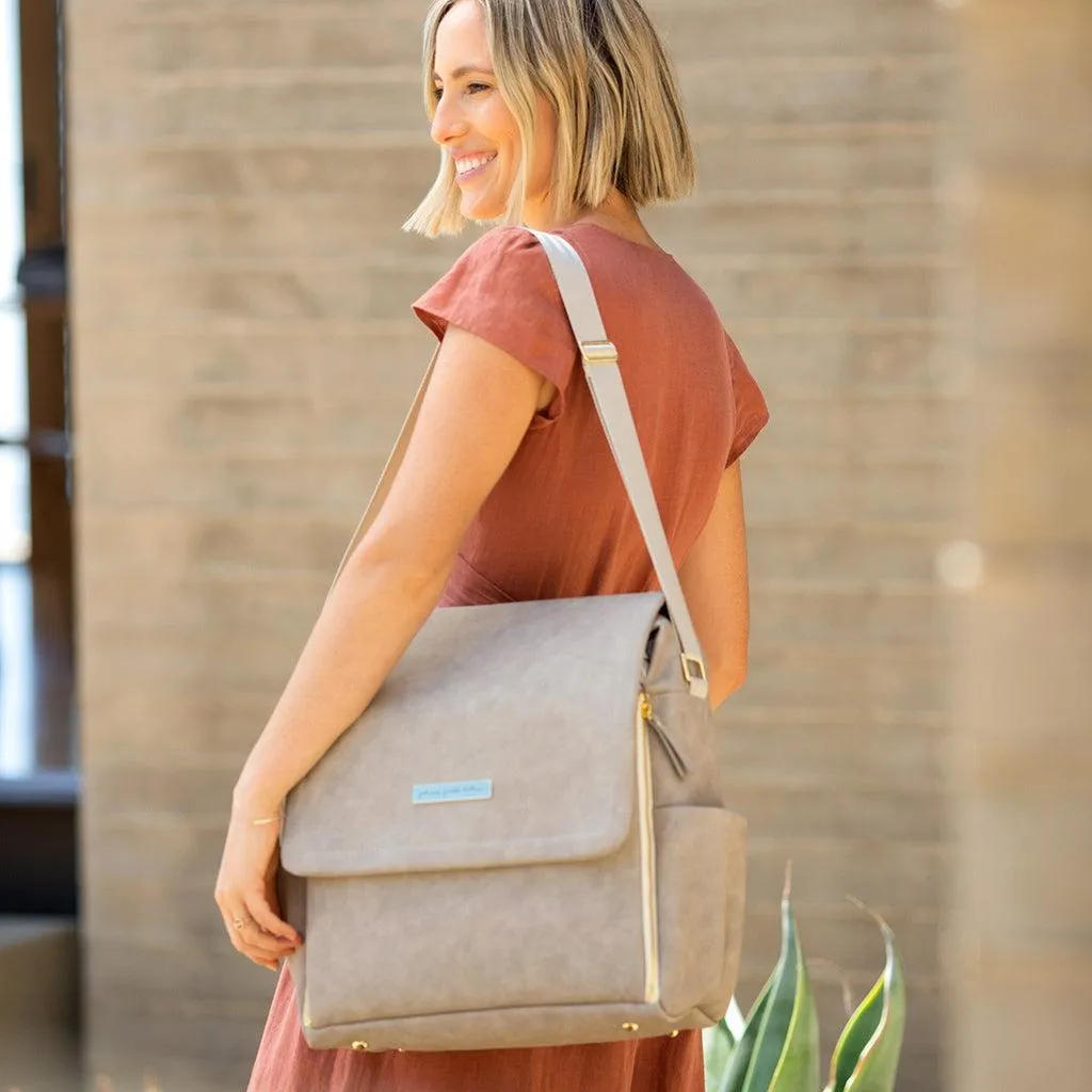 Boxy Backpack Diaper Bag in Grey Matte Leatherette