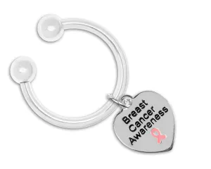 Breast Cancer Awareness Heart Keychains