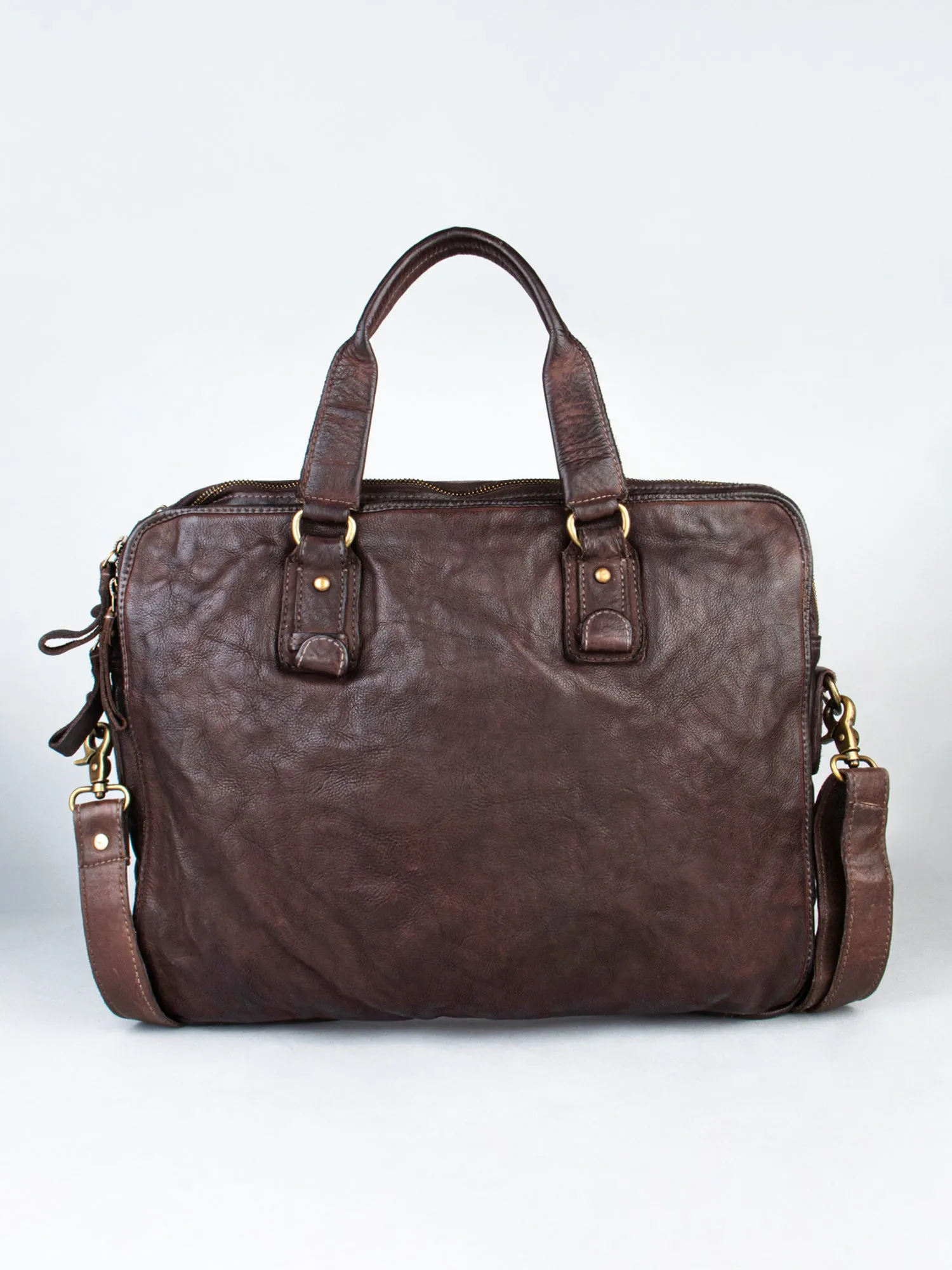 Brown Leather Plain Design Laptop Bag