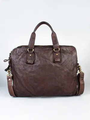 Brown Leather Plain Design Laptop Bag