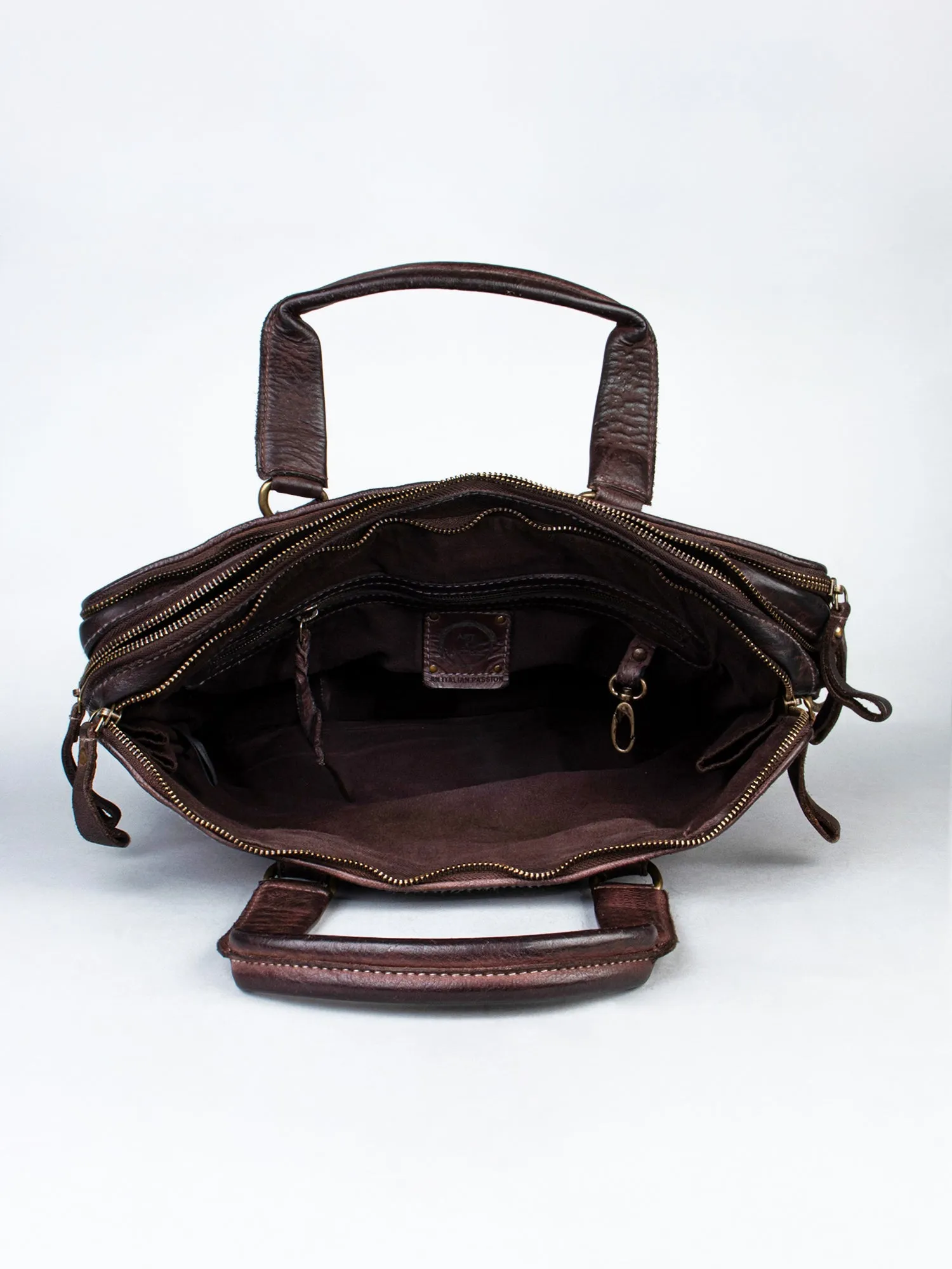 Brown Leather Plain Design Laptop Bag