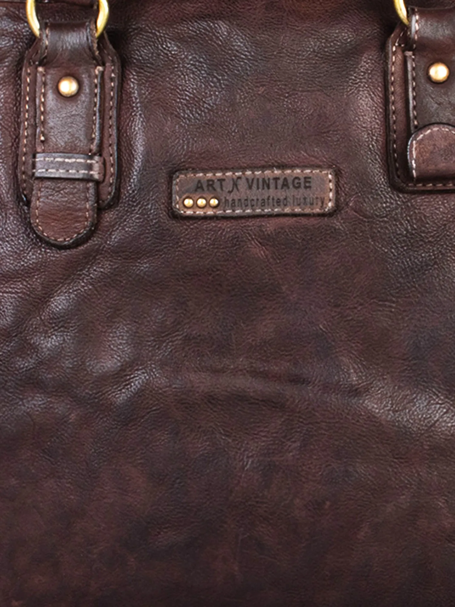 Brown Leather Plain Design Laptop Bag