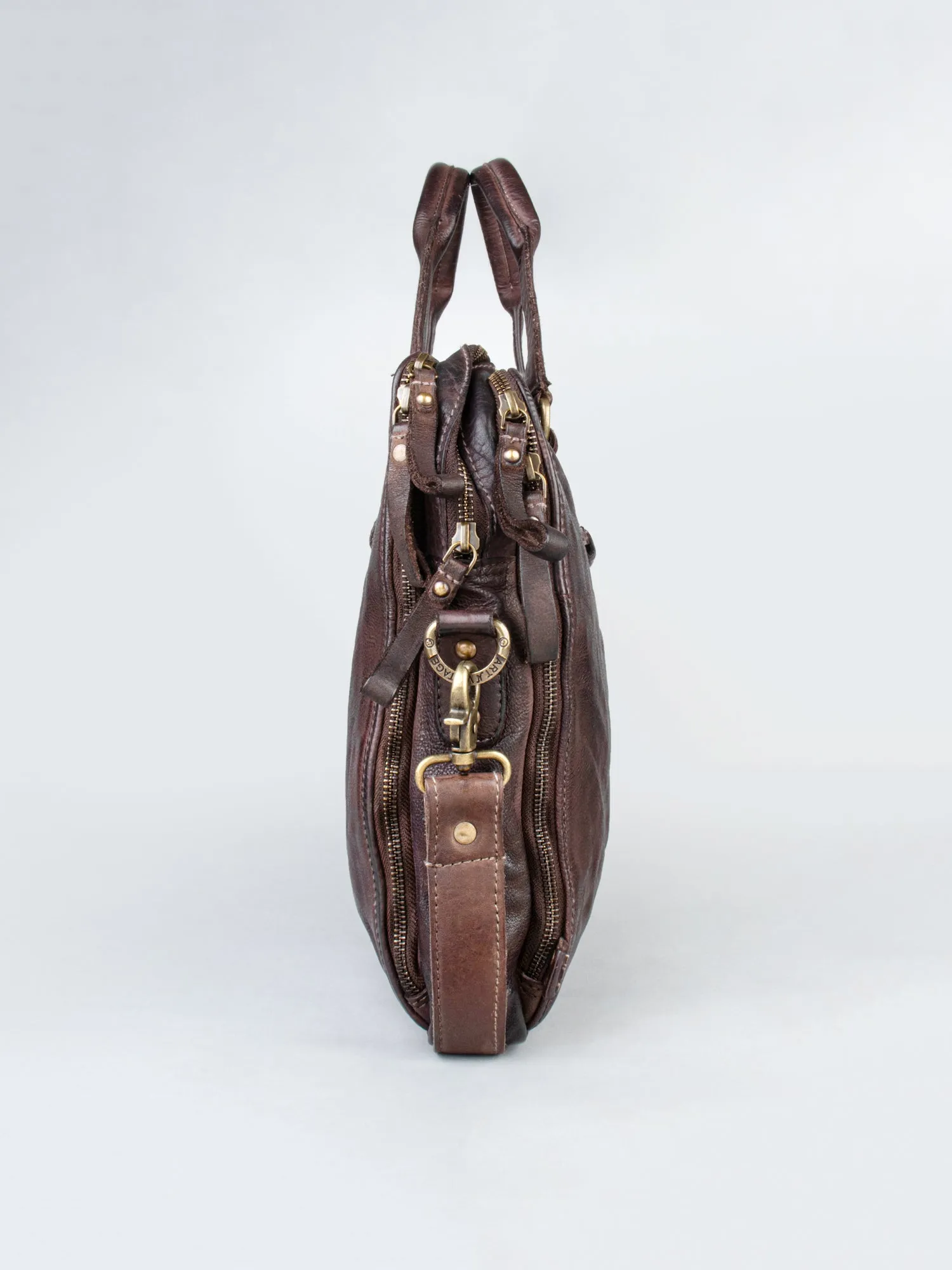 Brown Leather Plain Design Laptop Bag