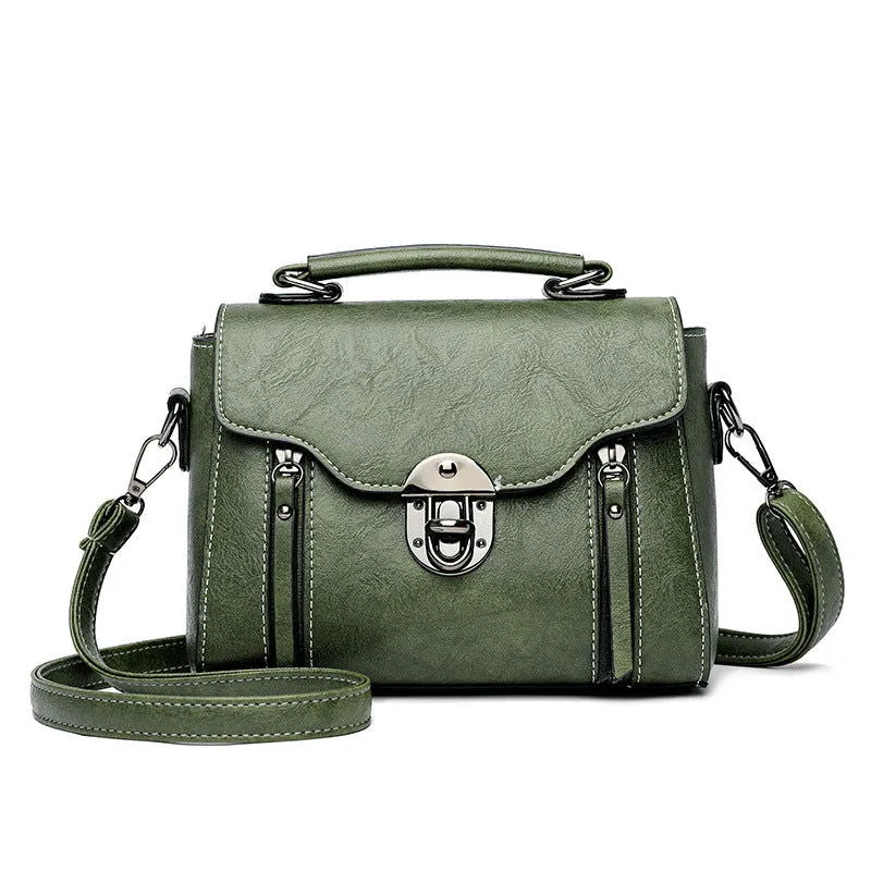 Buckle Décor Square Women Leather Handbags