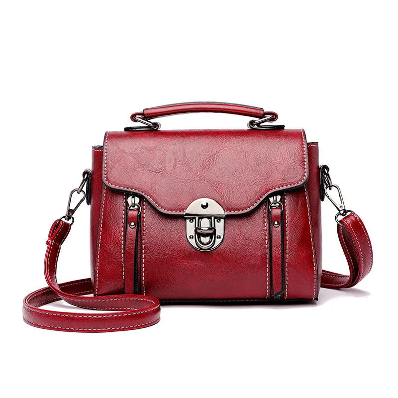 Buckle Décor Square Women Leather Handbags