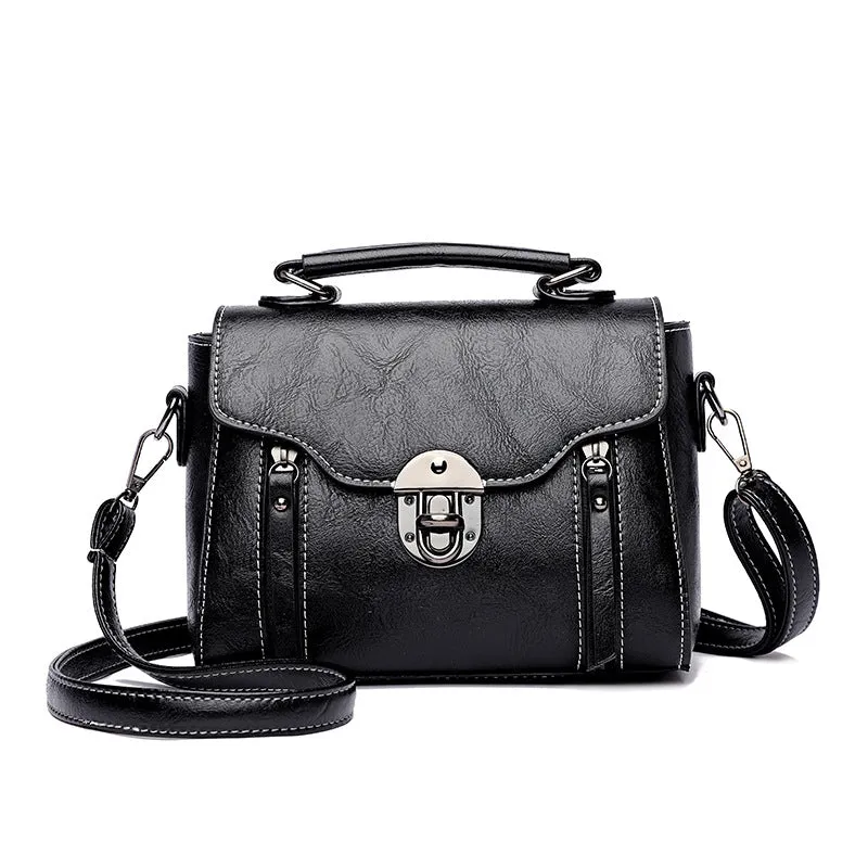 Buckle Décor Square Women Leather Handbags