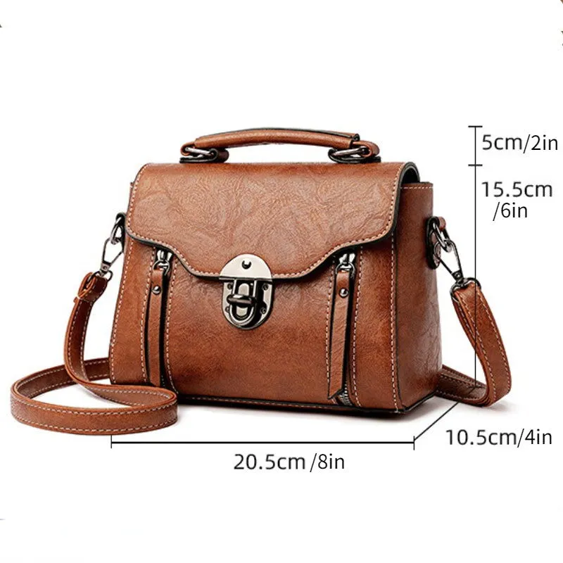 Buckle Décor Square Women Leather Handbags