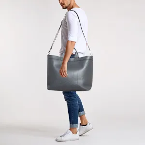 BURBERRY Ash Grey Leather Ormond Tote