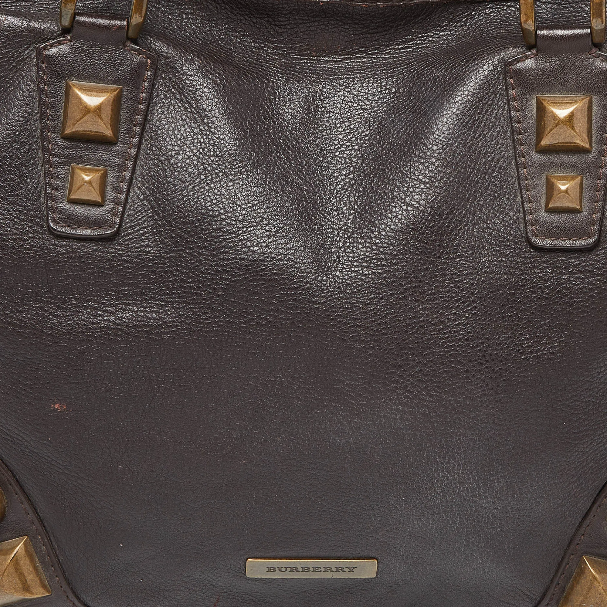 BURBERRY Brown Studded Leather Shopper Tote