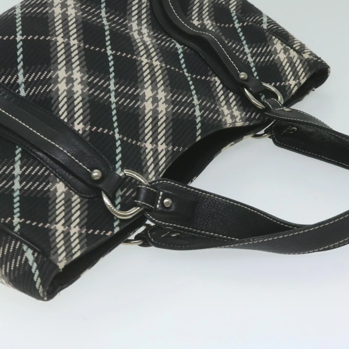 BURBERRY Nova Check Blue Label Tote Bag Canvas Black  hk1018