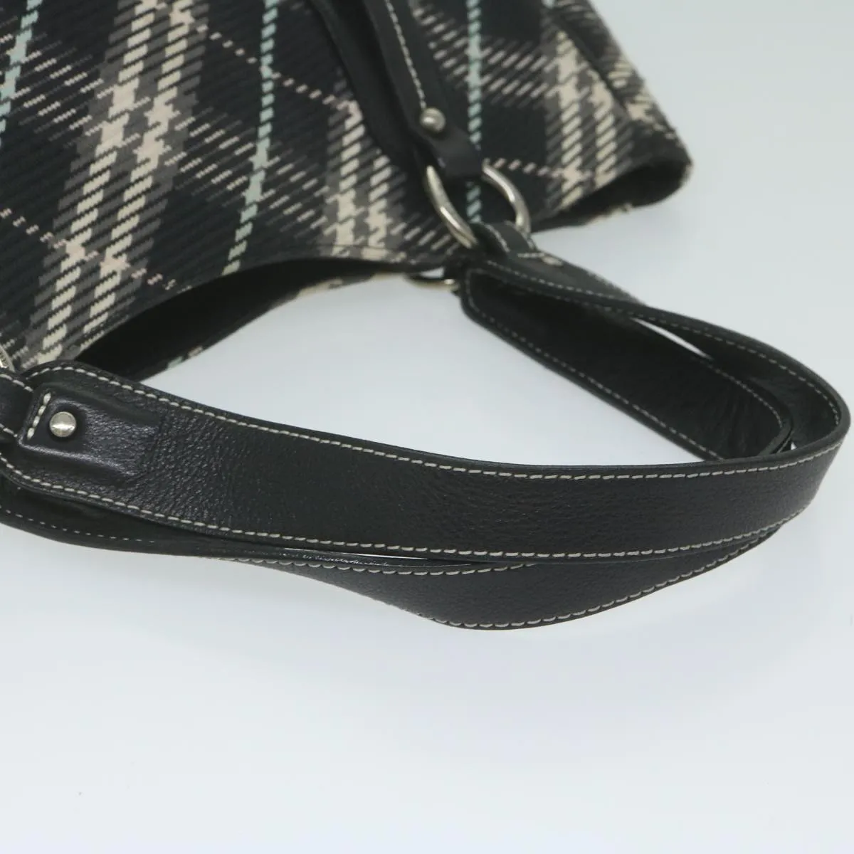 BURBERRY Nova Check Blue Label Tote Bag Canvas Black  hk1018